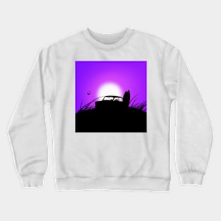 Classic Mini Sunset Surfboard Purple Crewneck Sweatshirt